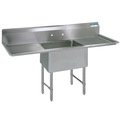 Bk Resources 25.8125 in W x 52 in L x Free Standing, Stainless Steel, One Compartment Sink BKS-1-1620-12-18TS